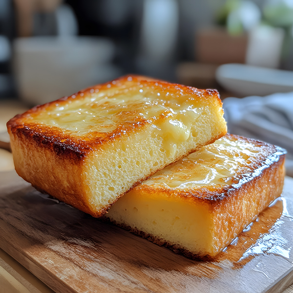 A slice of soft, golden keto bread, toasted with butter.