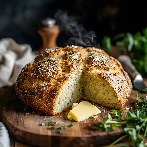 Low-carb Irish keto soda bread with golden crust and traditional cross-cut top