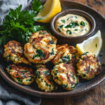 Keto cheesy cauliflower and spinach fritters with garlic aioli