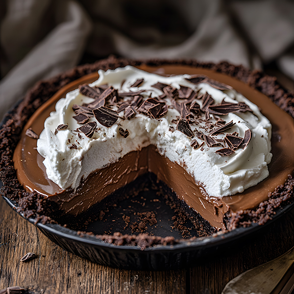 A rich, creamy, and low-carb chocolate silk pie with a buttery almond flour crust.