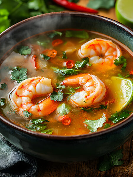 Keto Thai Tom Yum Soup with Shrimp and Herbs