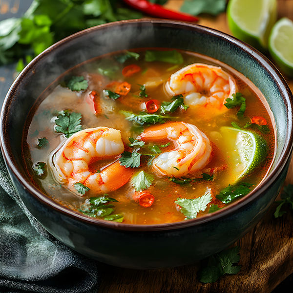 Keto Thai Tom Yum Soup with Shrimp and Herbs